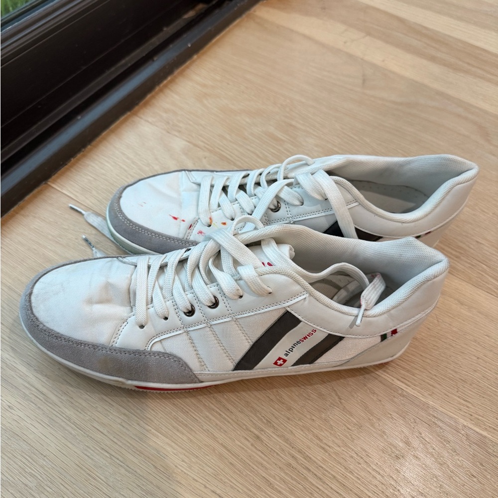 Alpine Swiss White and Gray Men’s Shoes